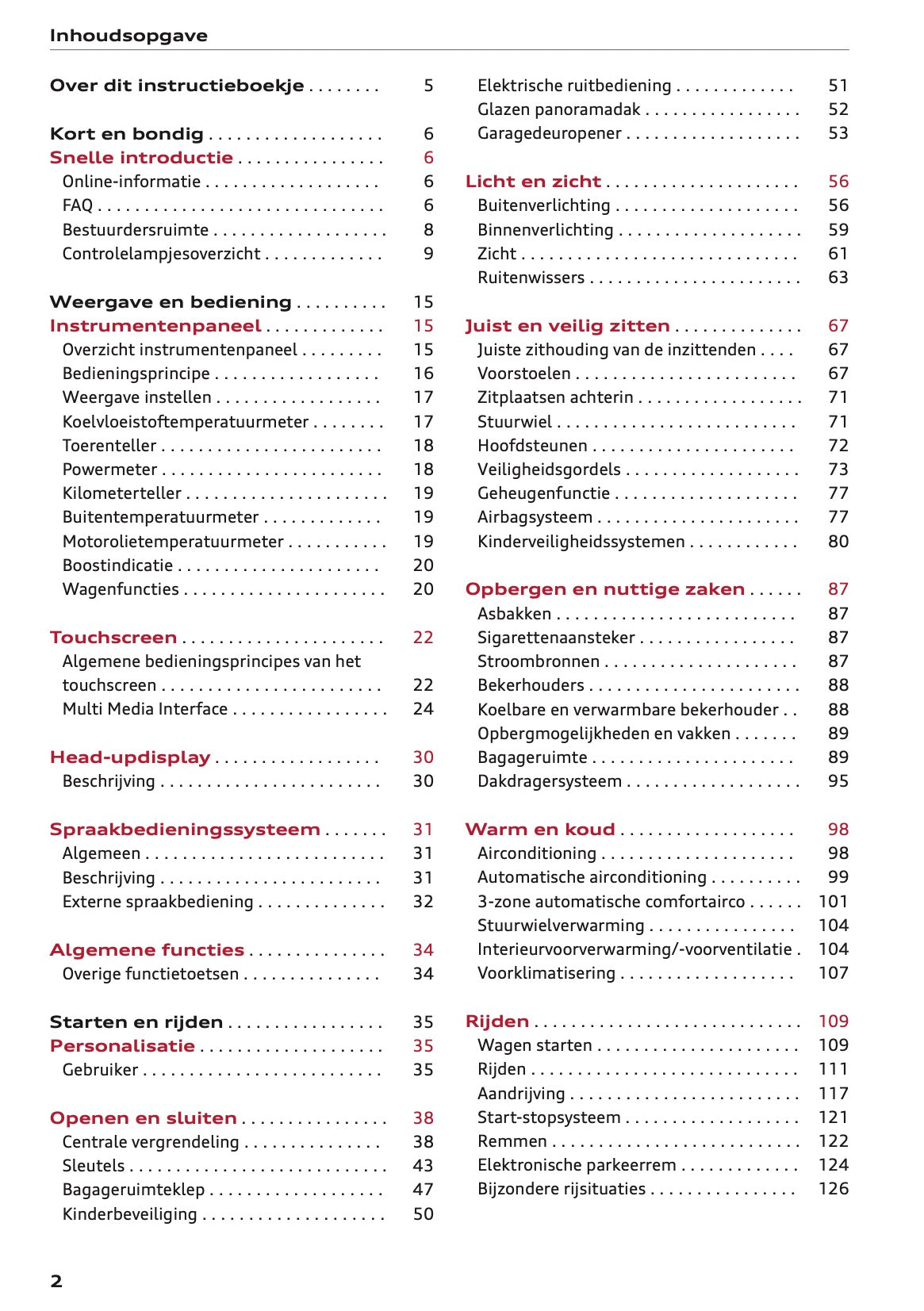 2020-2021 Audi Q5 Owner's Manual | Dutch