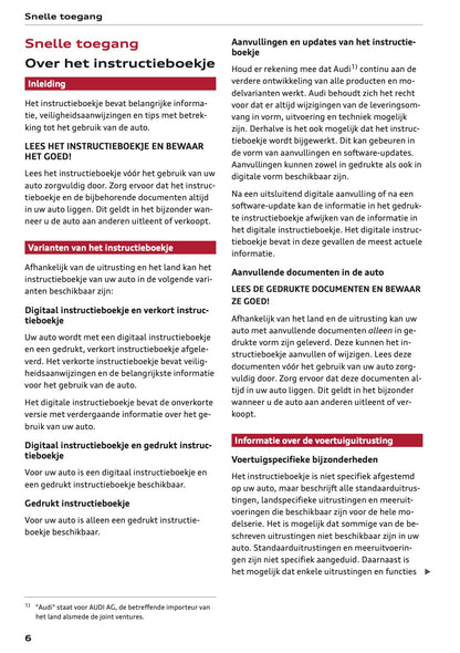 2025 Audi Q6 e-tron Owner's Manual | Dutch