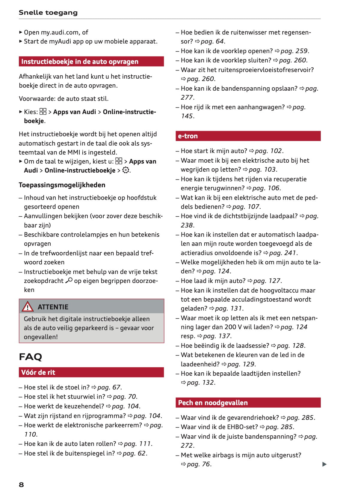 2025 Audi Q6 e-tron Owner's Manual | Dutch