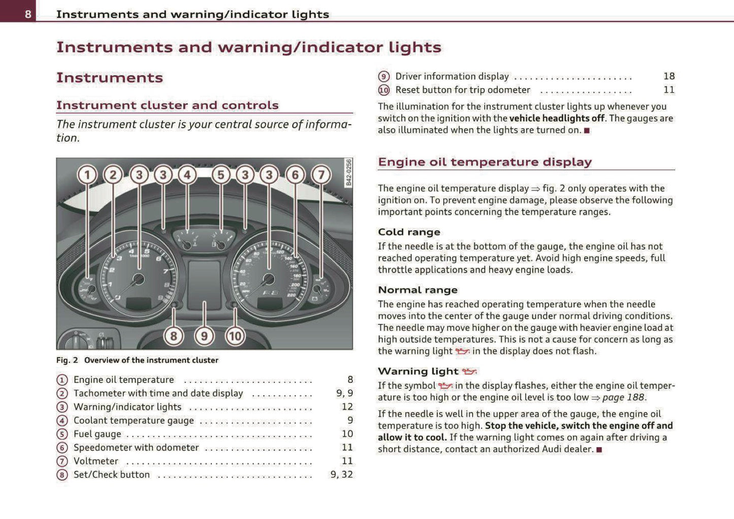 2010 Audi R8 Owner's Manual | English US