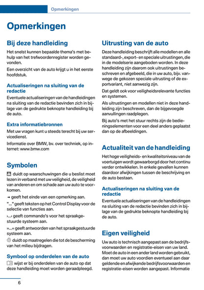 2012 BMW 5 Series Owner's Manual | Dutch