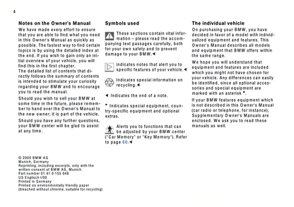 2000 BMW 3 Series Convertible Owner's Manual | English