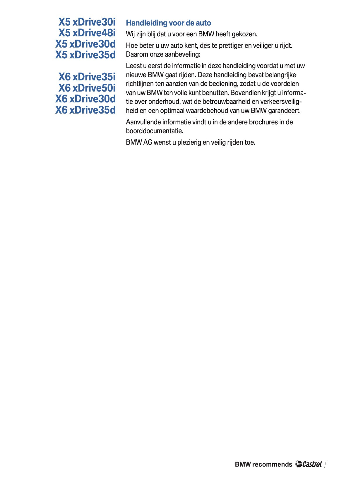 2009-2010 BMW X5 Owner's Manual | Dutch