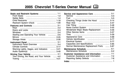 2005 Chevrolet T-Series Owner's Manual | English US