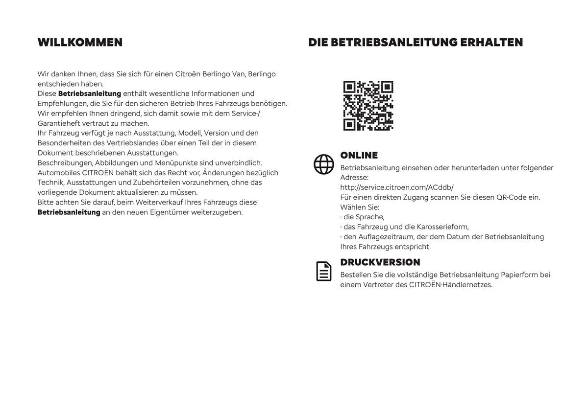 2026 Citroën Berlingo Owner's Manual | German