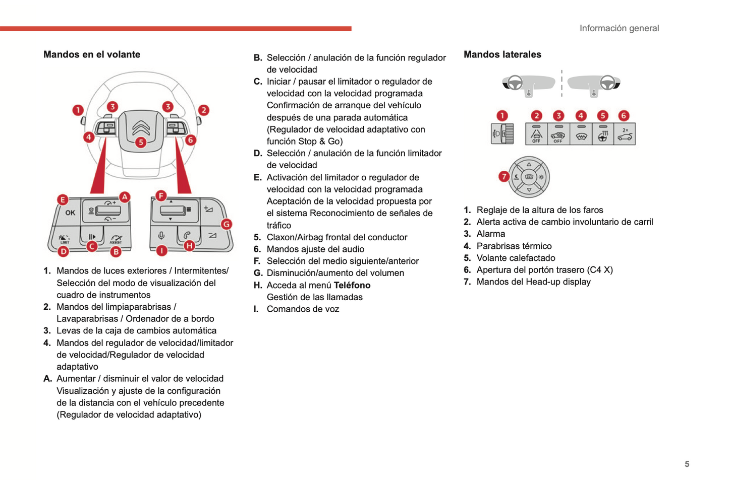 2022-2024 Citroën C4/C4 X/ë-C4/ë-C4 X Owner's Manual | Spanish