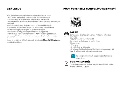 2025-2026 Citroën Jumper/Relay Owner's Manual | French