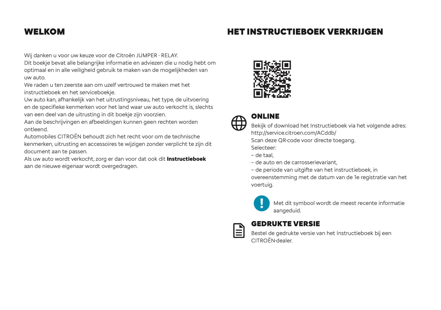 2025-2026 Citroën Jumper/Relay Owner's Manual | Dutch