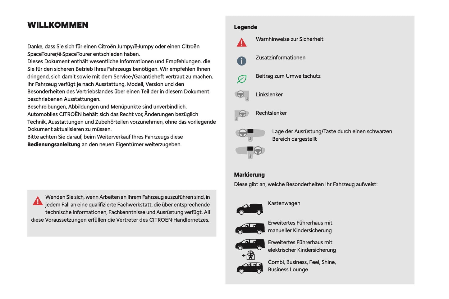2024-2025 Citroën Jumpy/Dispatch/SpaceTourer Owner's Manual | German