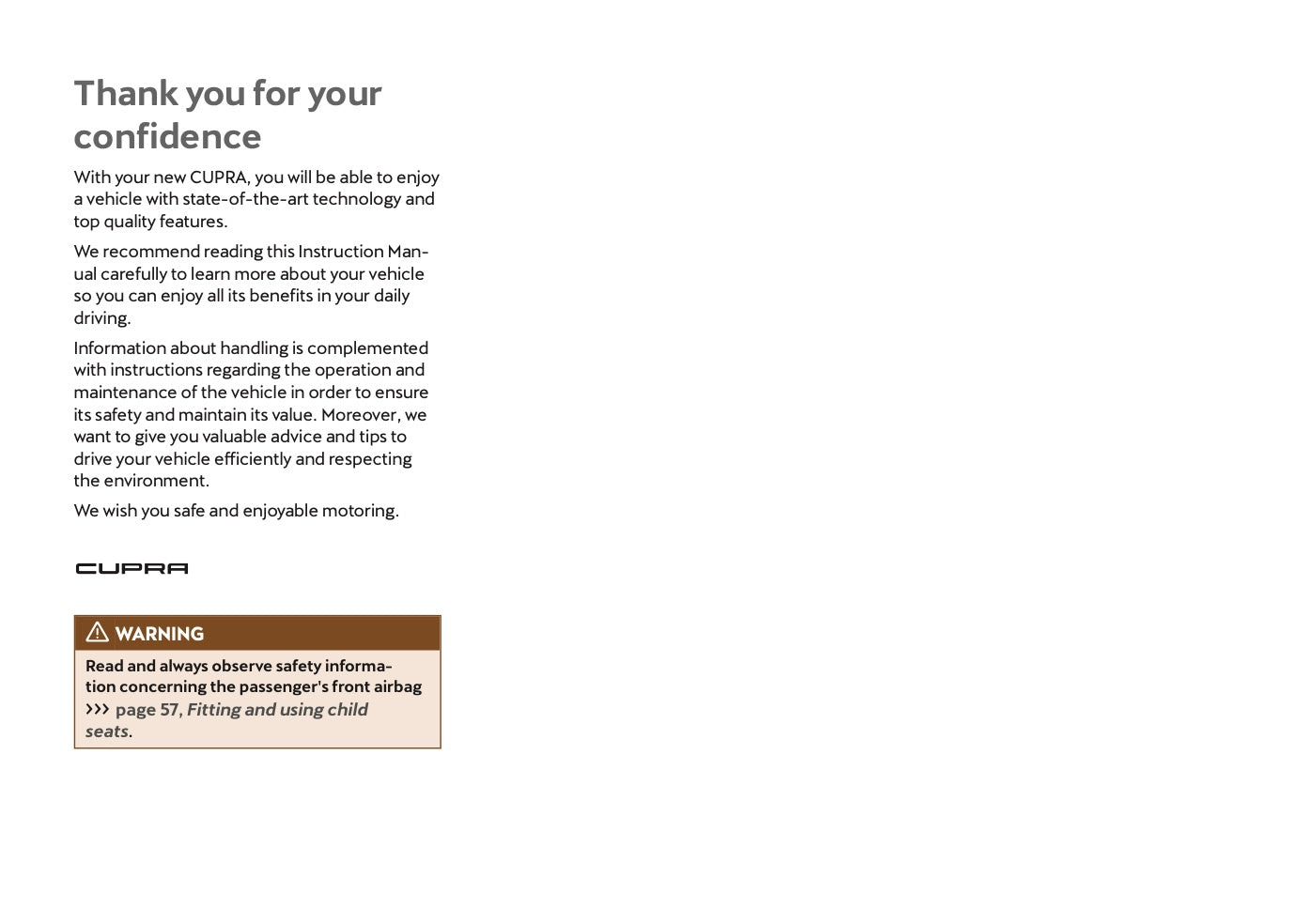 2024 Cupra Formentor Owner's Manual | English