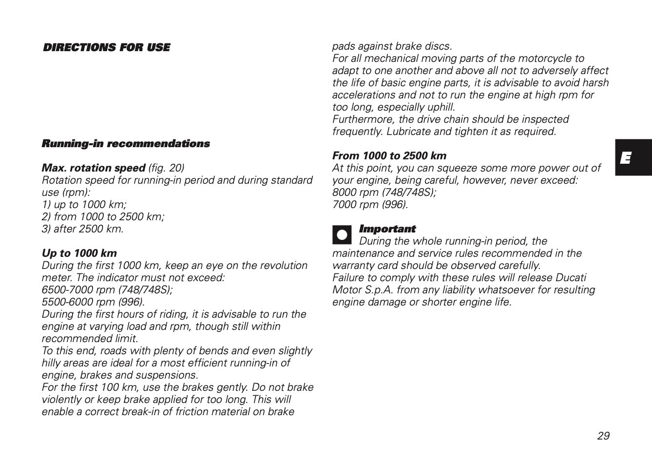 2001 Ducati 748/996 Owner's Manual | English US