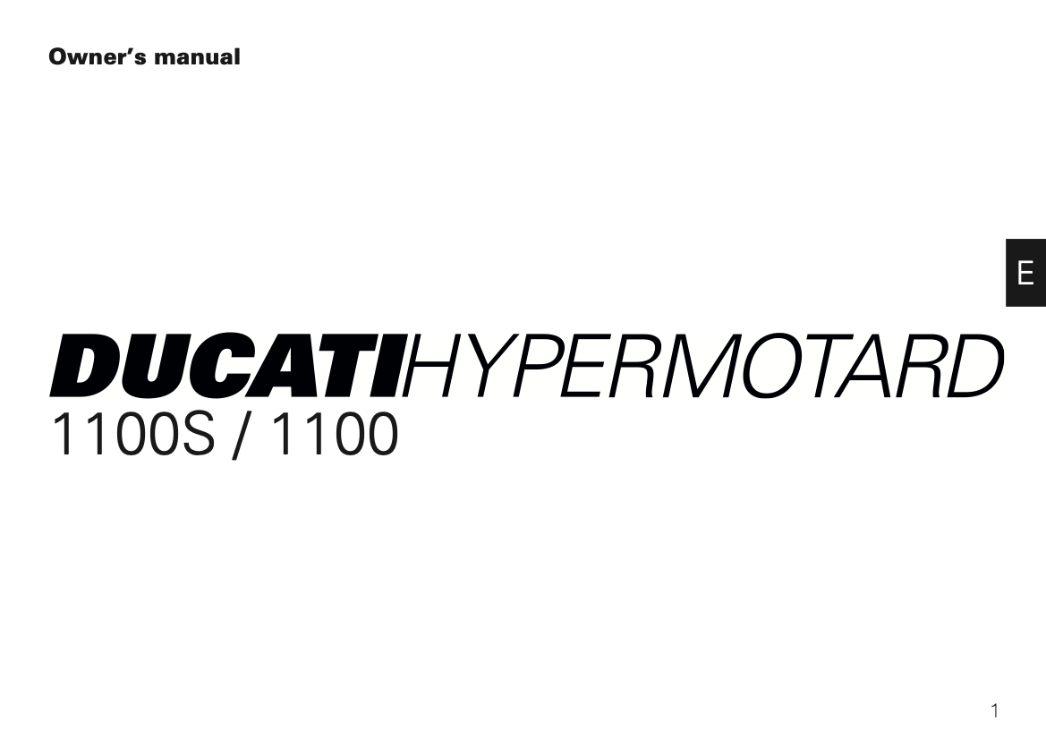 2008 Ducati Hypermotard 1100S/1100 Owner's Manual | English