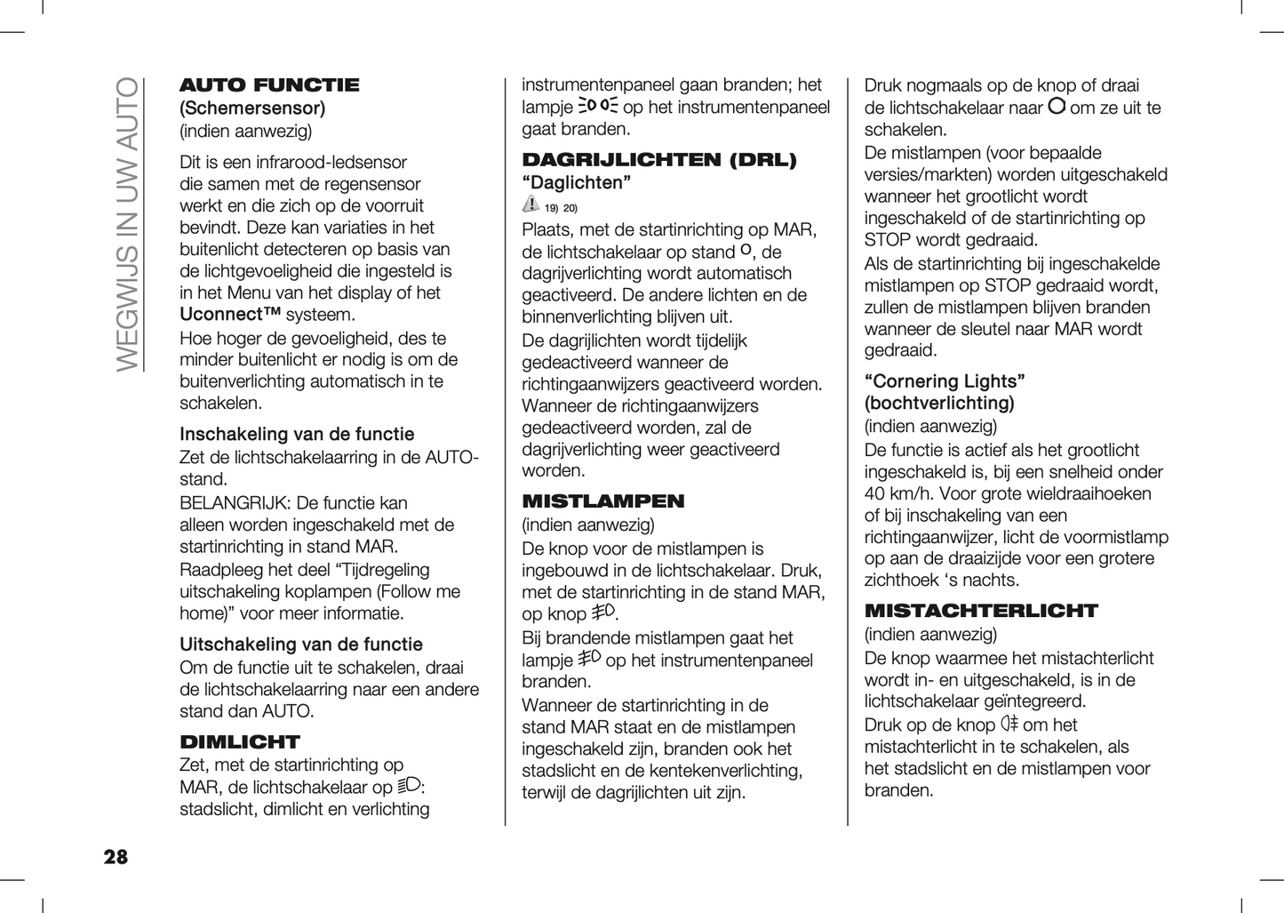 2020-2021 Fiat 500X Owner's Manual | Dutch