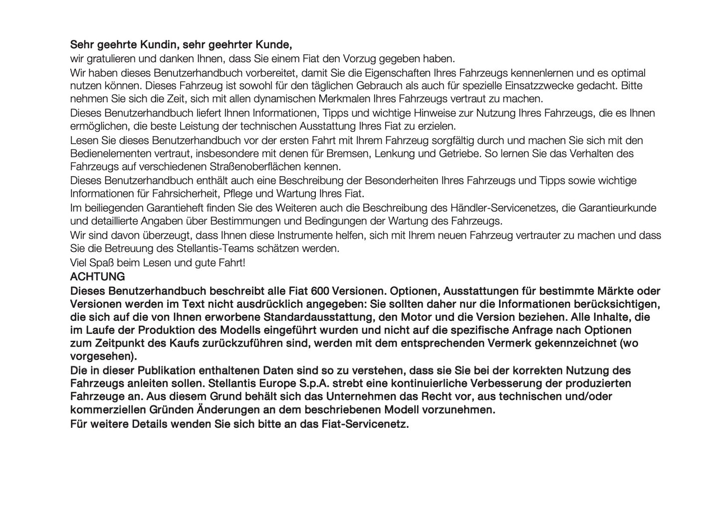 2025-2026 Fiat 600 Bedienungsanleitung | Deutsch