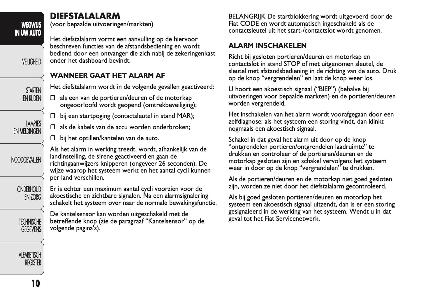 2010-2011 Fiat Ducato Owner's Manual | Dutch