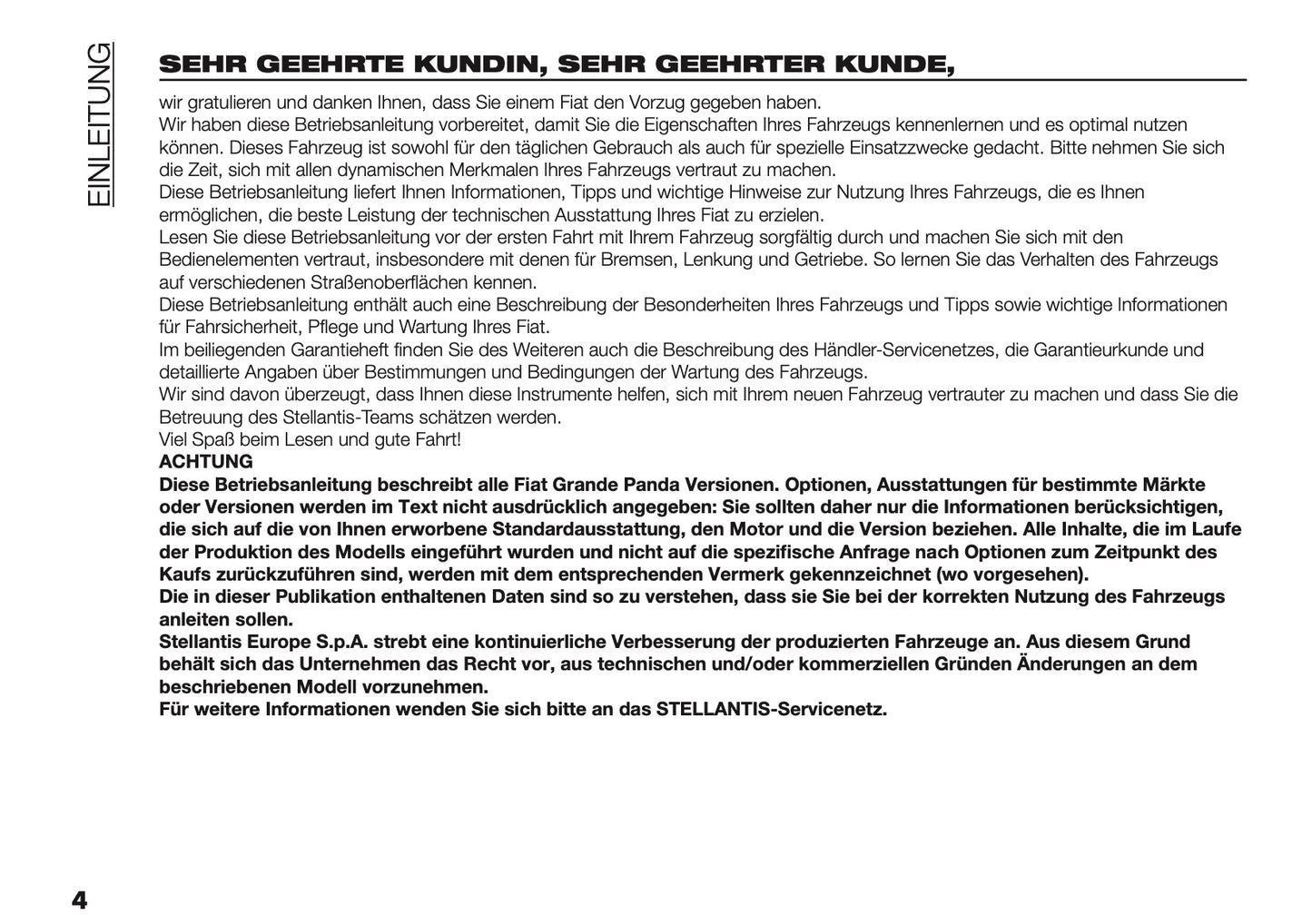 2025-2026 Fiat Grande Panda Owner's Manual | German