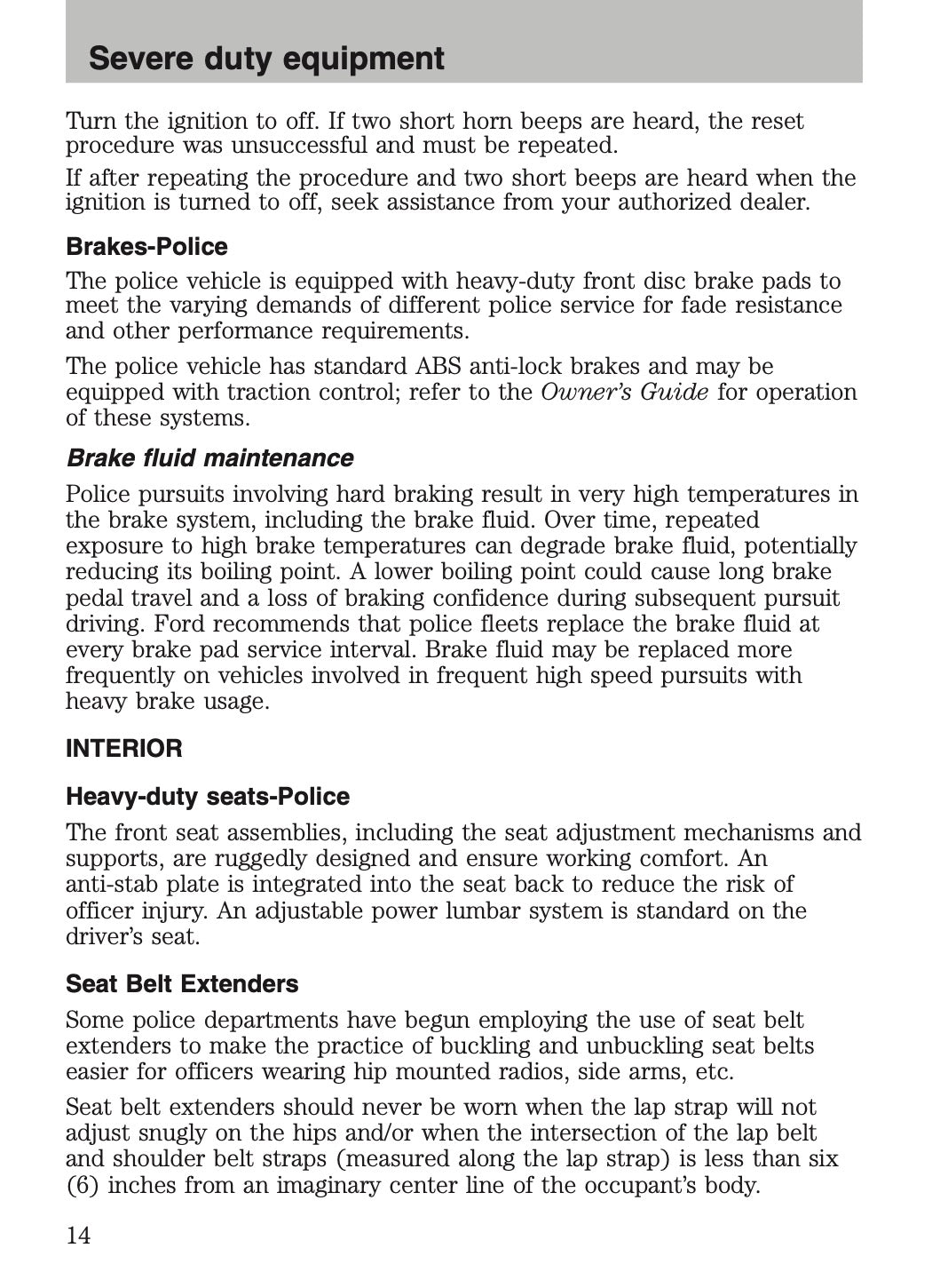 2009-2011 Ford Crown Victoria Police Fleet Supplement Manual | English US