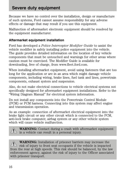 2009-2011 Ford Crown Victoria Police Fleet Supplement Manual | English US