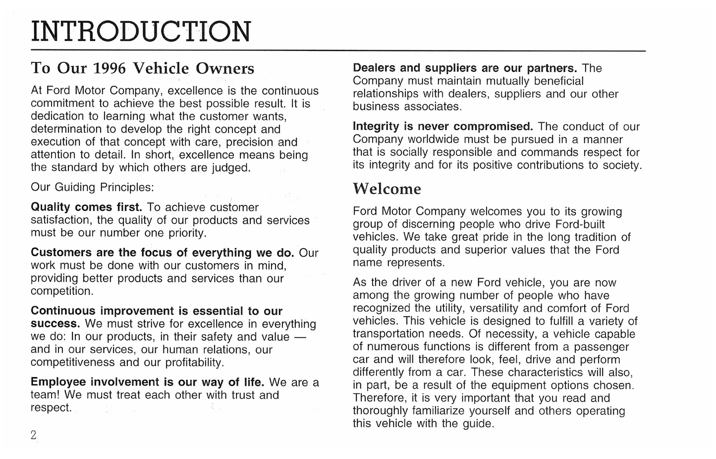 1996 Ford F&B Series Diesel Owner's Manual | English