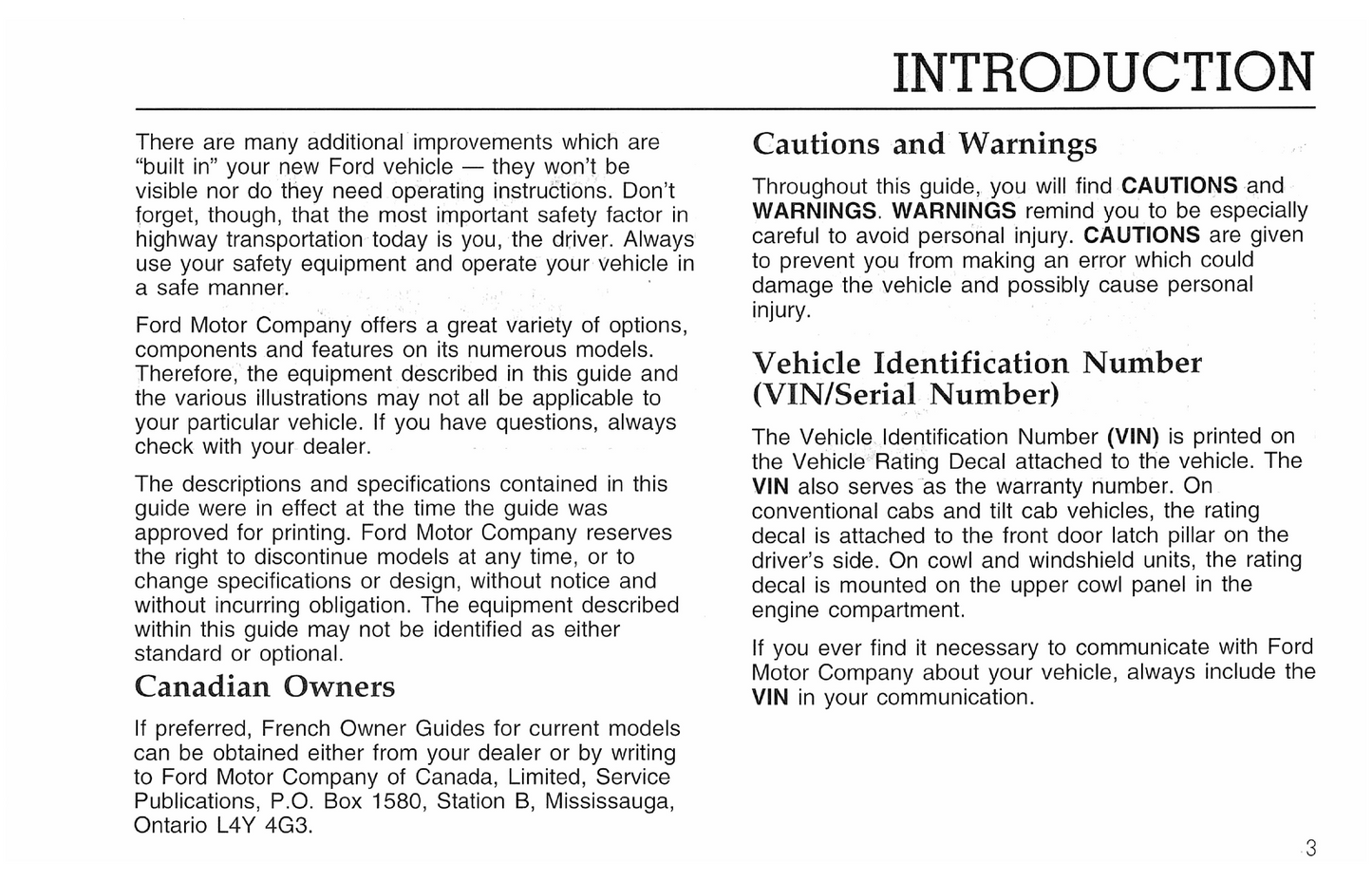 1996 Ford F&B Series Diesel Owner's Manual | English