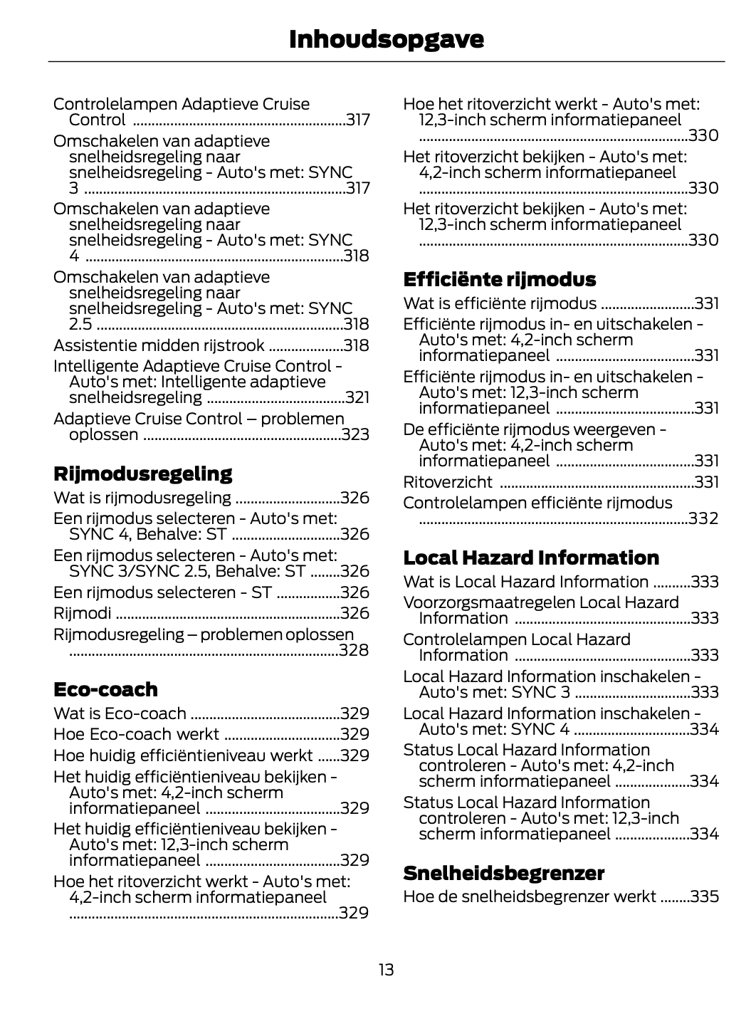 2023-2024 Ford Focus Owner's Manual | Dutch