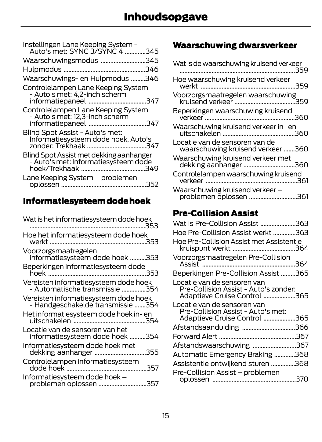 2023-2024 Ford Focus Bedienungsanleitung | Niederländisch