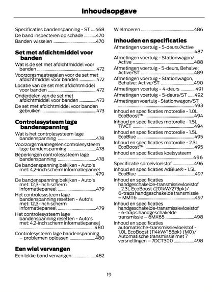 2023-2024 Ford Focus Owner's Manual | Dutch