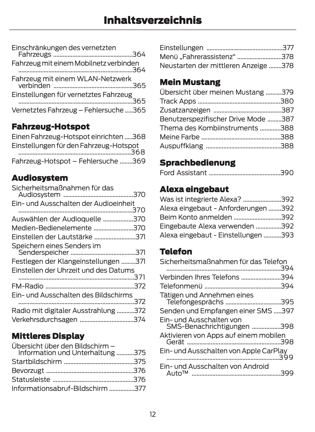 2024-2025 Ford Mustang Bedienungsanleitung | Deutsch