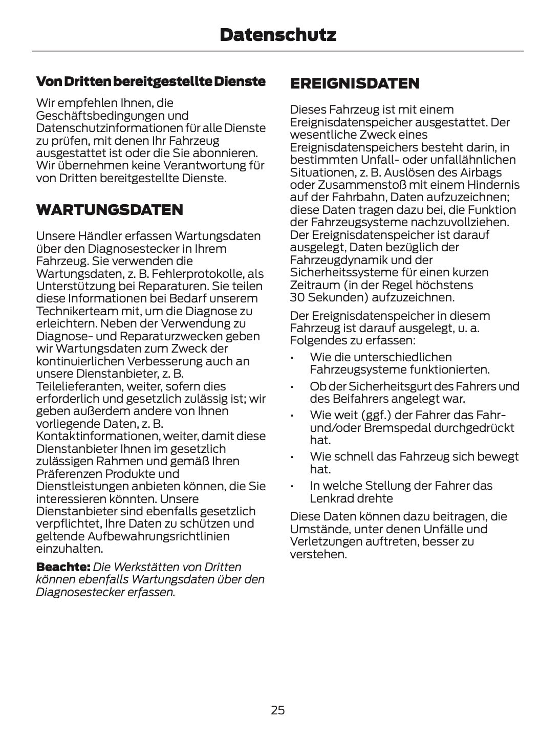 2024-2025 Ford Mustang Bedienungsanleitung | Deutsch