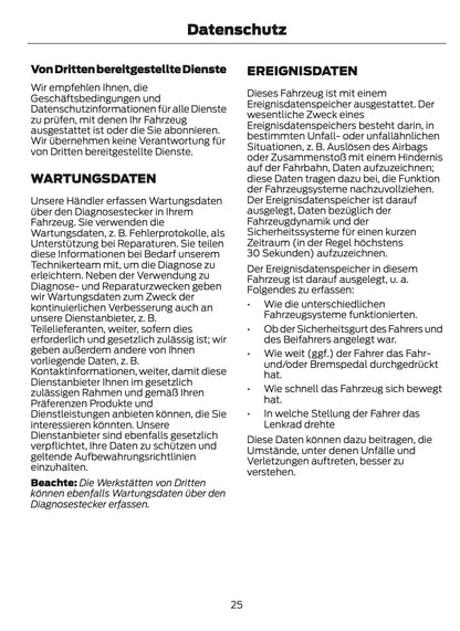 2024-2025 Ford Mustang Bedienungsanleitung | Deutsch