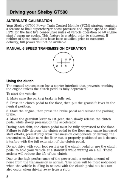 2008 Ford Shelby GT500 Owner's Manual Supplement | English