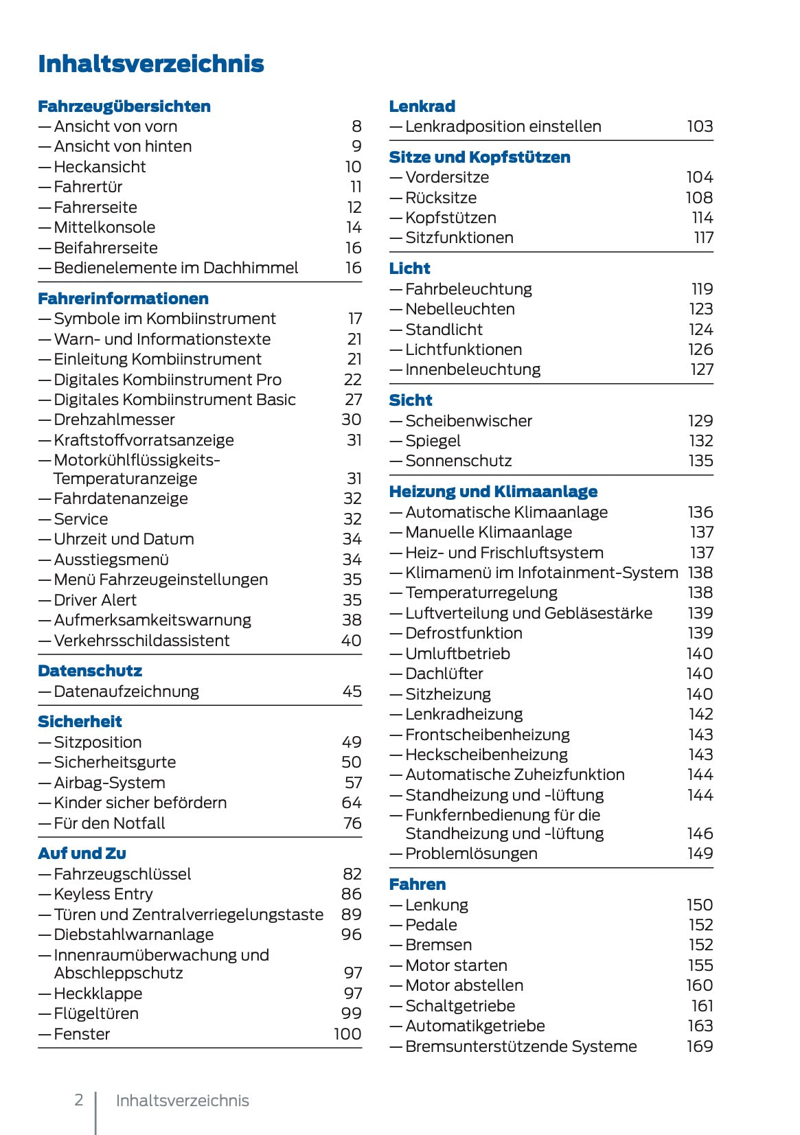 2024-2025 Ford Tourneo Connect/Transit Connect Bedienungsanleitung | Deutsch