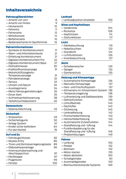 2024-2025 Ford Tourneo Connect/Transit Connect Bedienungsanleitung | Deutsch
