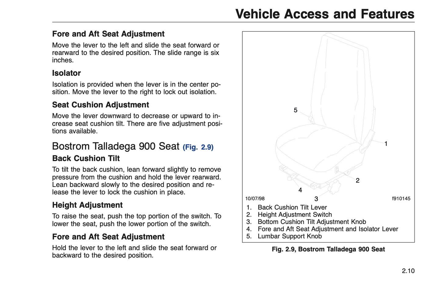 1998 Freightliner Business Class Trucks Owner's Manual | English