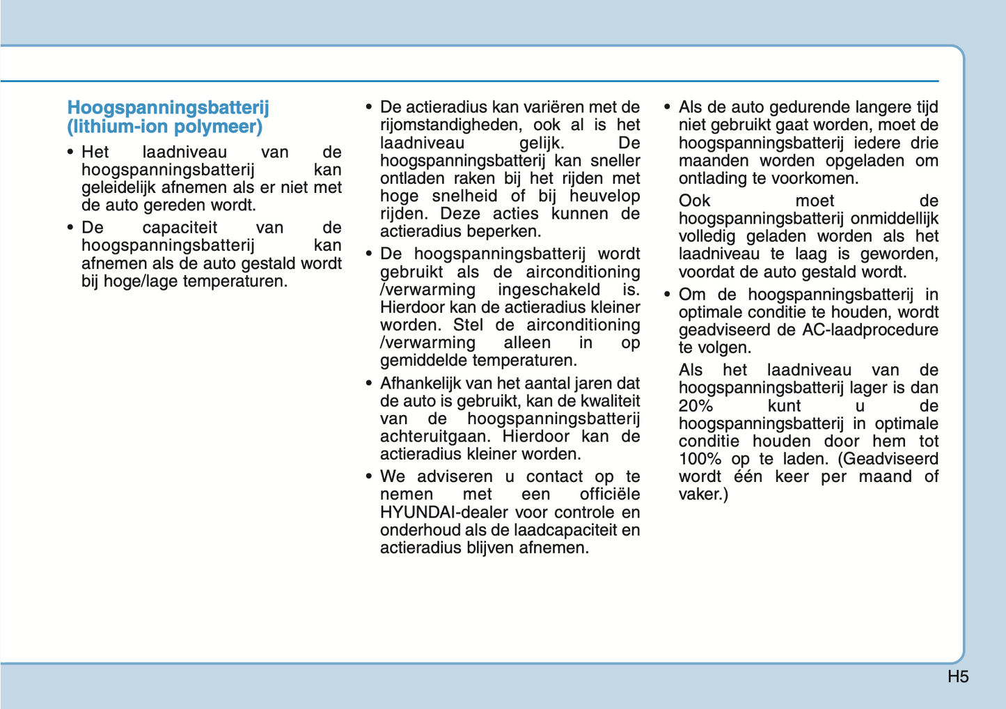 2020-2021 Hyundai Ioniq Electric Owner's Manual | Dutch