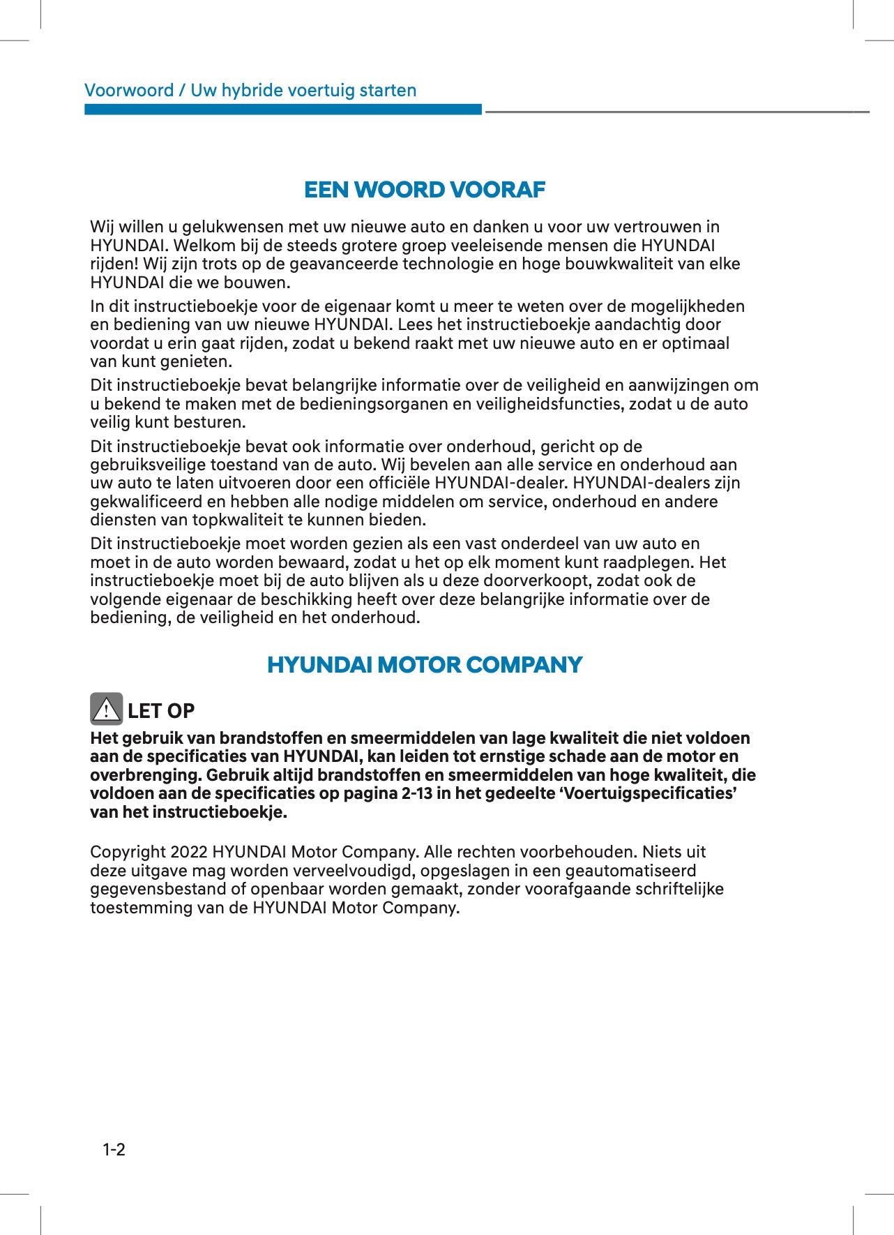 2022 Hyundai Kona Hybrid Owner's Manual | Dutch