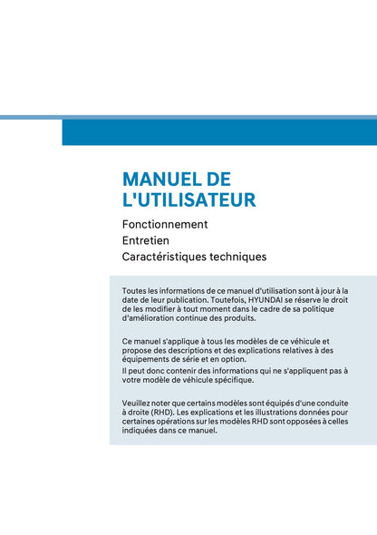 2025-2026 Hyundai Tucson/Tucson Hybrid Owner's Manual | French