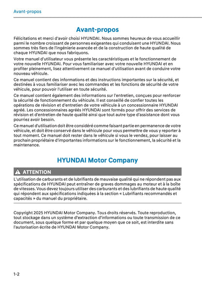 2025-2026 Hyundai Tucson/Tucson Hybrid Owner's Manual | French