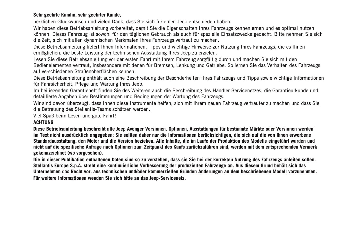 2023-2024 Jeep Avenger Bedienungsanleitung | Deutsch