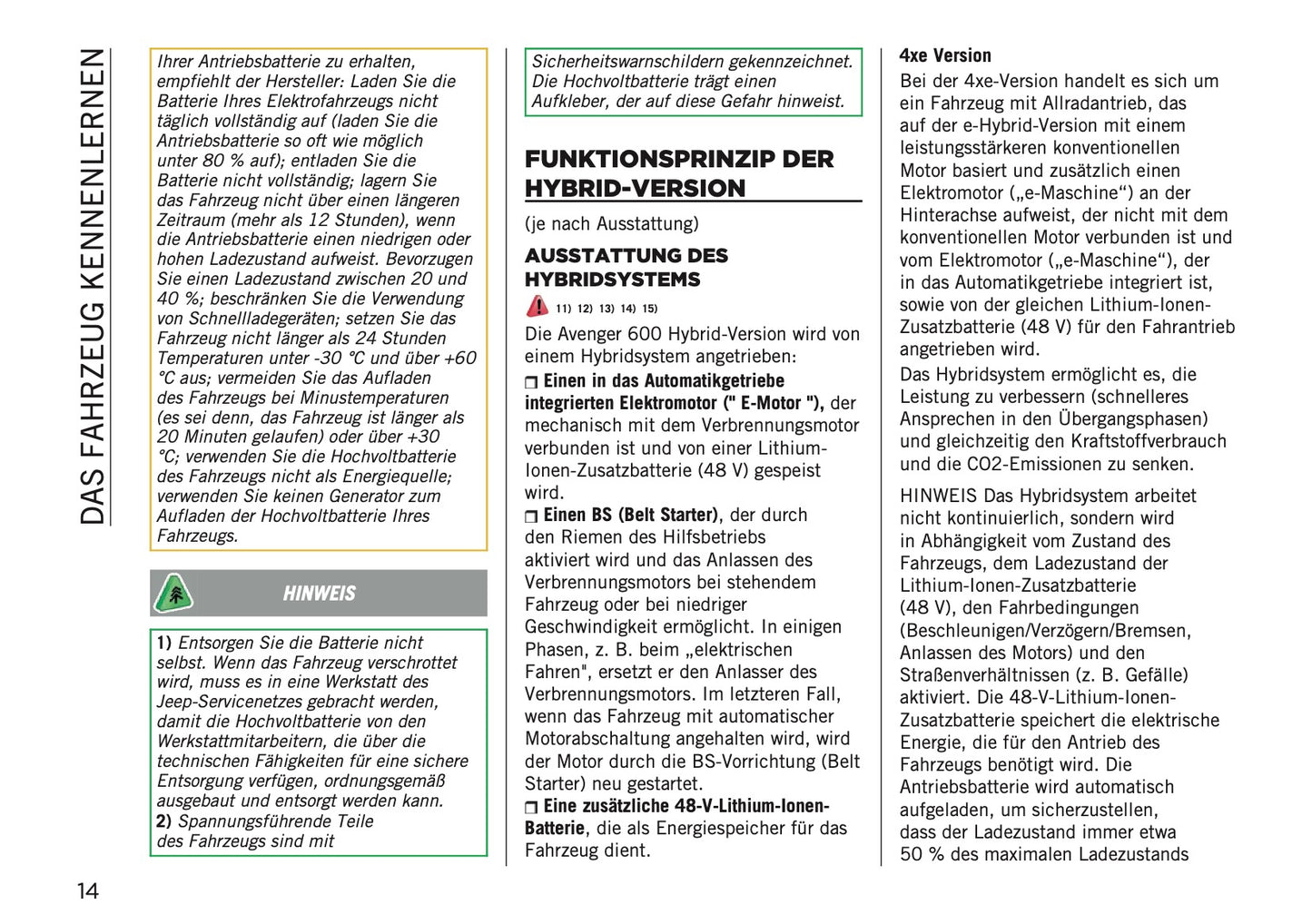 2025 Jeep Avenger Bedienungsanleitung | Deutsch