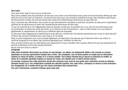 2025-2026 Jeep Avenger Owner's Manual | French