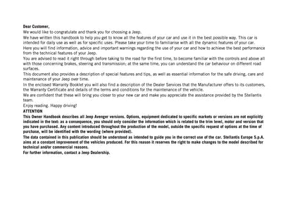 2025 Jeep Avenger Owner's Manual | English