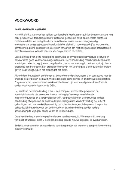 2025-2026 Leapmotor B10 Owner's Manual | Dutch