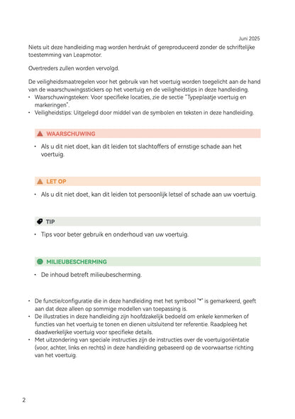 2025-2026 Leapmotor B10 Owner's Manual | Dutch