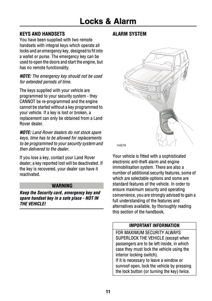 2002 Land Rover Range Rover Owner's Manual | English