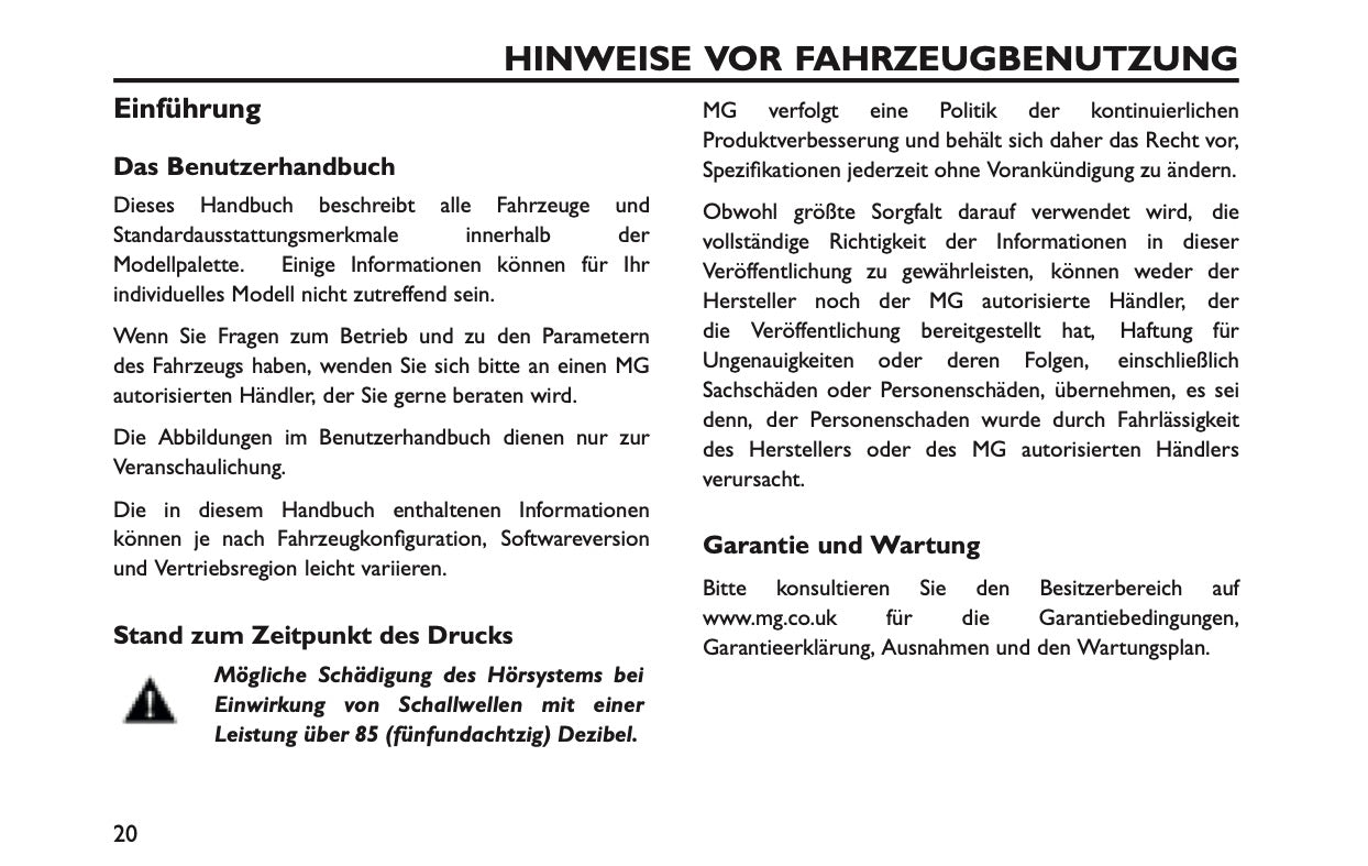 2025 MG MG3 Bedienungsanleitung | Deutsch