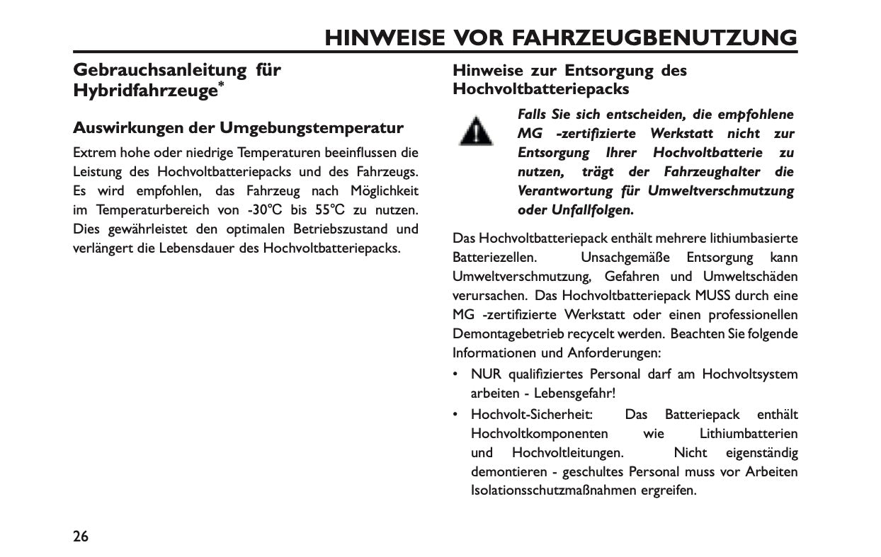 2025 MG MG3 Bedienungsanleitung | Deutsch