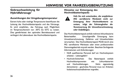 2025 MG MG3 Bedienungsanleitung | Deutsch