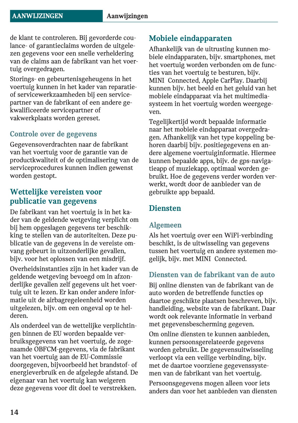 2021-2022 Mini Clubman Owner's Manual | Dutch