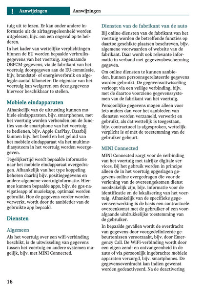 2025-2026 Mini Cooper Owner's Manual | Dutch